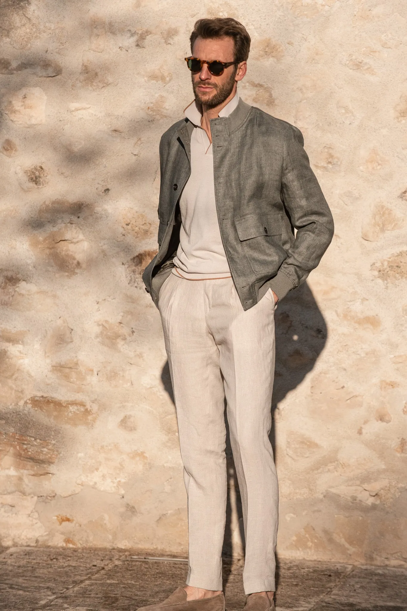 Sage linen bomber jacket – Made in Italy sold by Pini Parma product image thumbnail 4