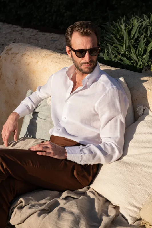 White linen button down shirt - Made In Italy sold by Pini Parma