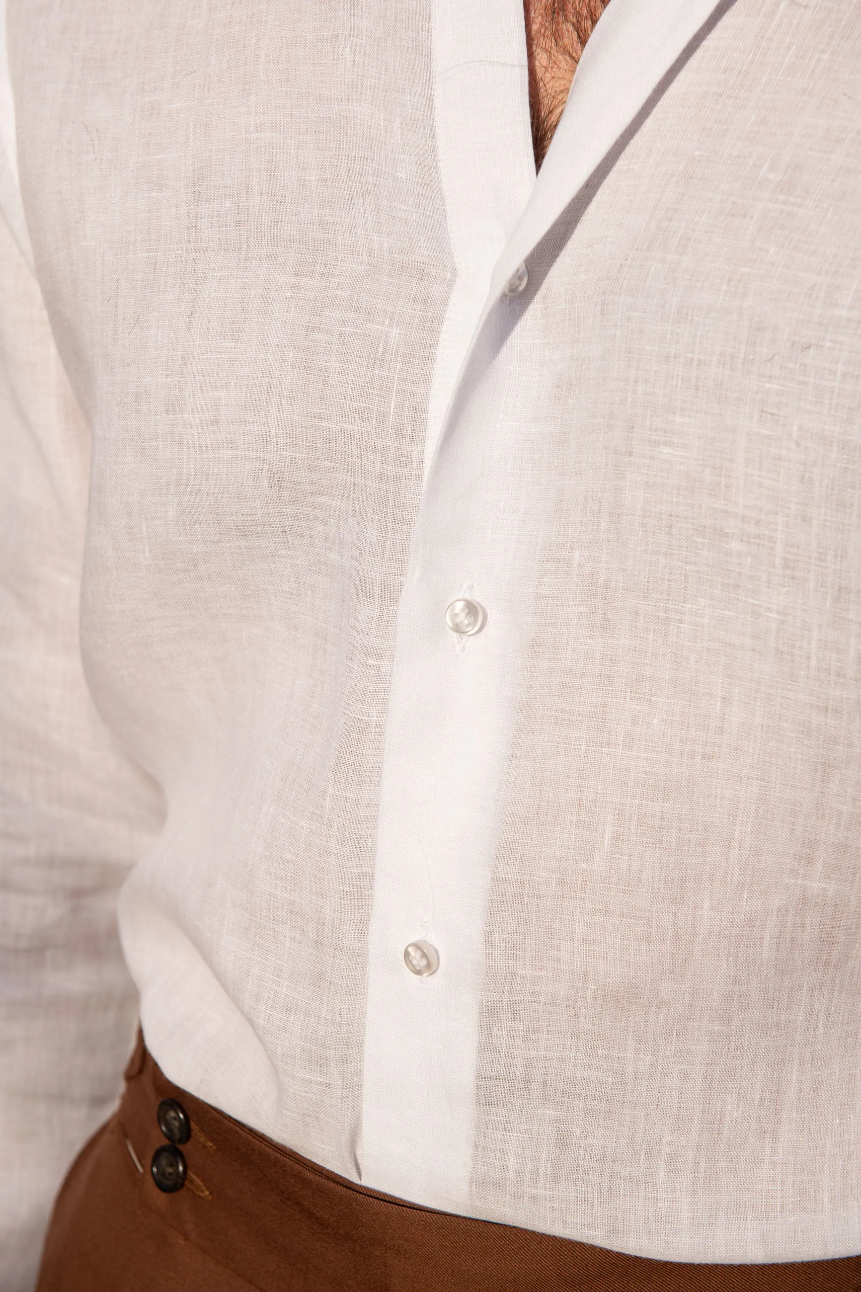 White linen button down shirt - Made In Italy sold by Pini Parma product image thumbnail 3