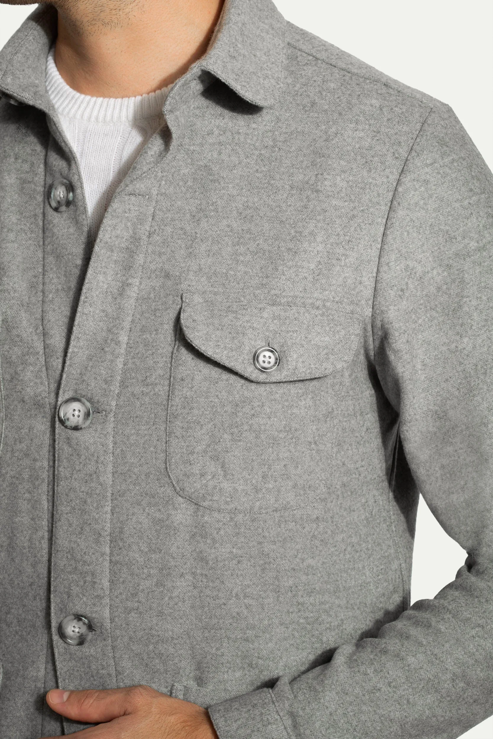 Grey Safari Jacket flannel Super 180s – Made in Italy sold by Pini Parma product image thumbnail 5