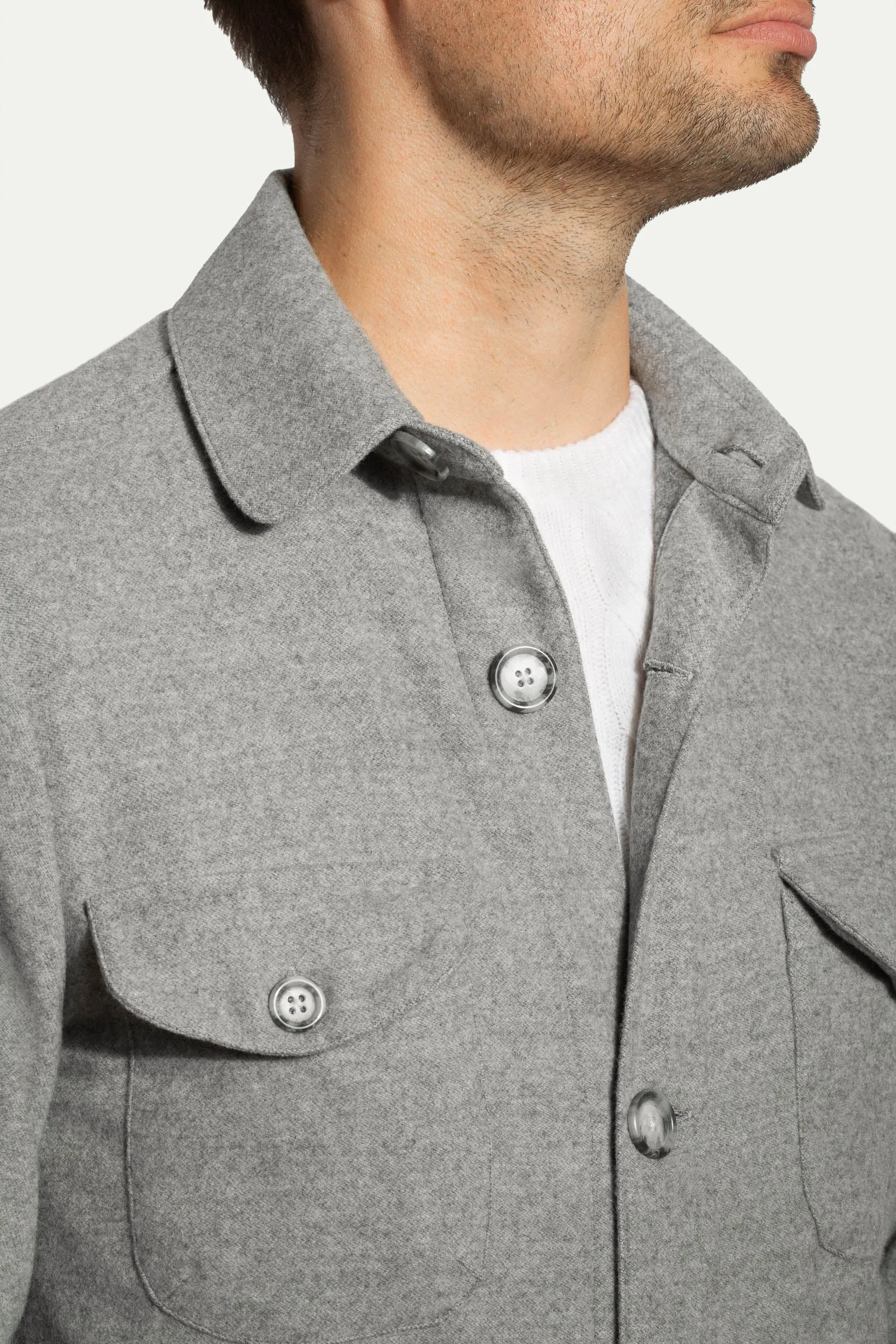 Grey Safari Jacket flannel Super 180s – Made in Italy sold by Pini Parma product image thumbnail 3