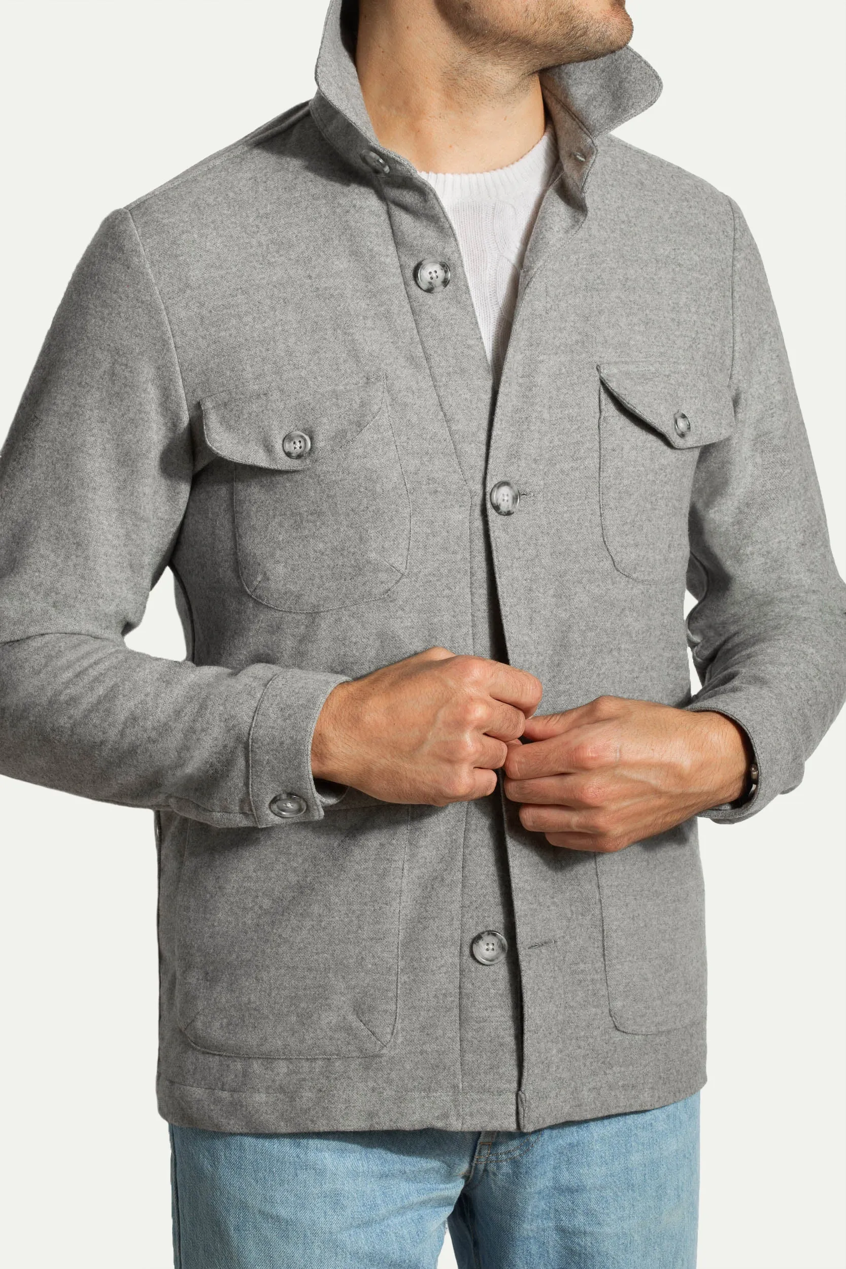 Grey Safari Jacket flannel Super 180s – Made in Italy sold by Pini Parma product image thumbnail 4