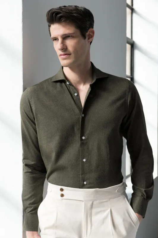 Green Shirt - Flannel Touch - Made in Italy sold by Pini Parma