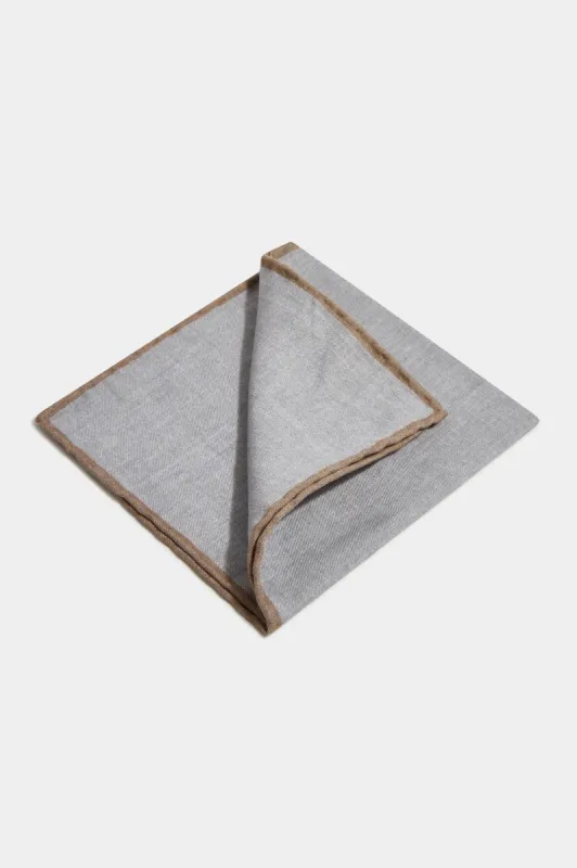 Grey reversible pocket square - Made in Italy sold by Pini Parma