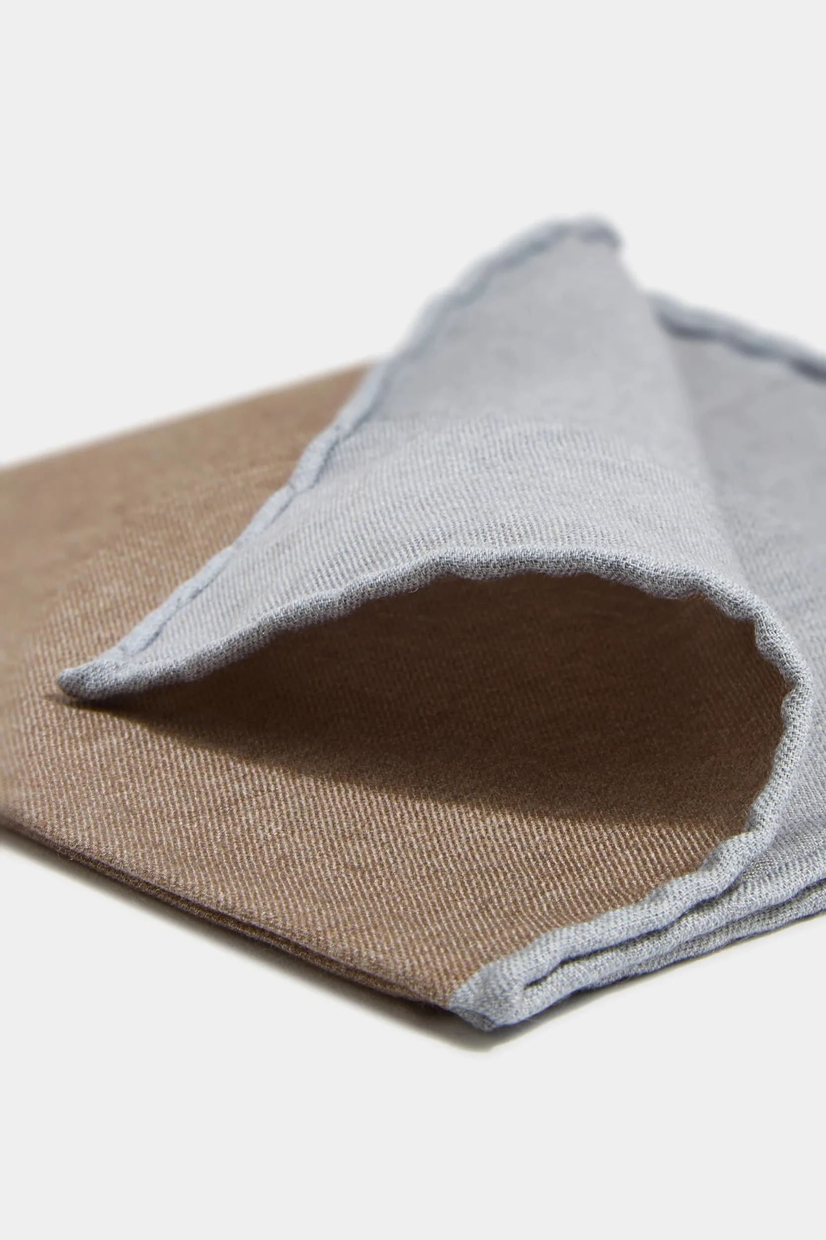 Taupe reversible pocket square - Made in Italy sold by Pini Parma product image thumbnail 3