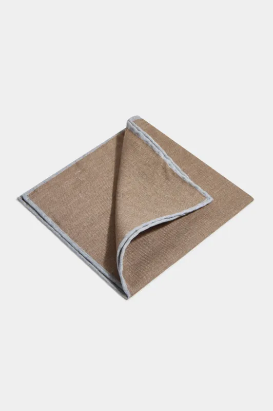 Taupe reversible pocket square  - Made in Italy sold by Pini Parma
