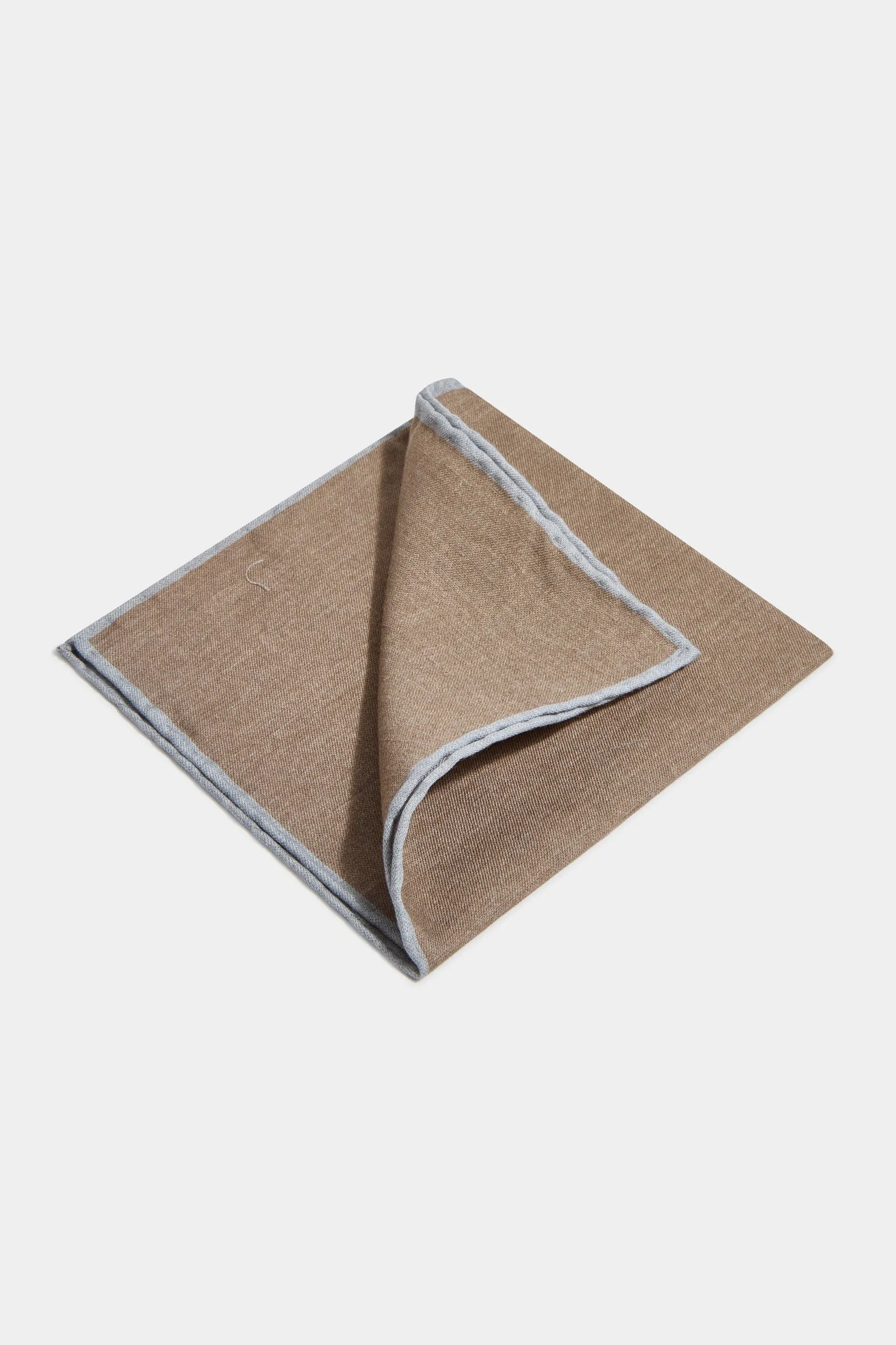 Taupe reversible pocket square - Made in Italy sold by Pini Parma