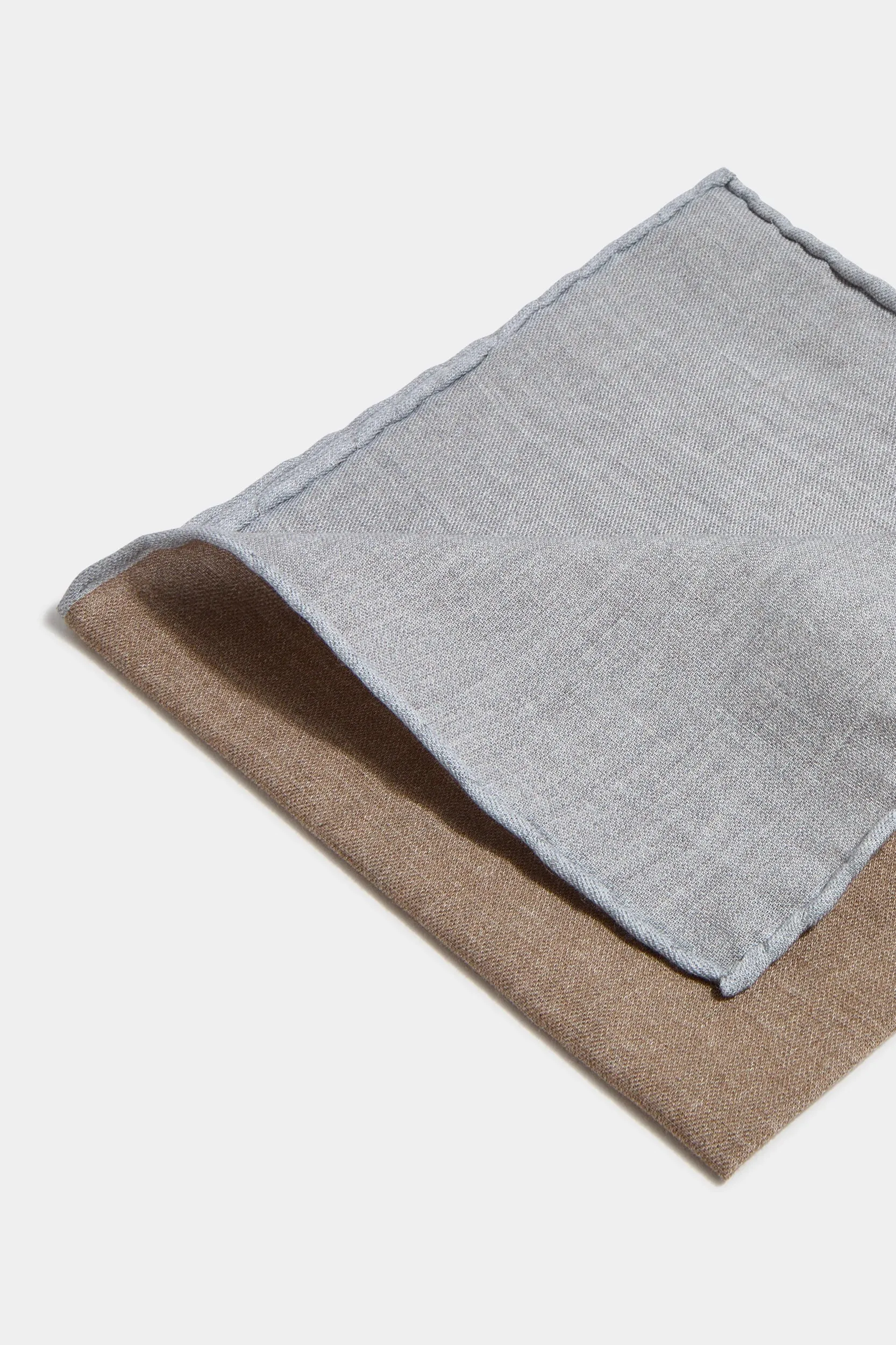 Taupe reversible pocket square - Made in Italy sold by Pini Parma product image thumbnail 2