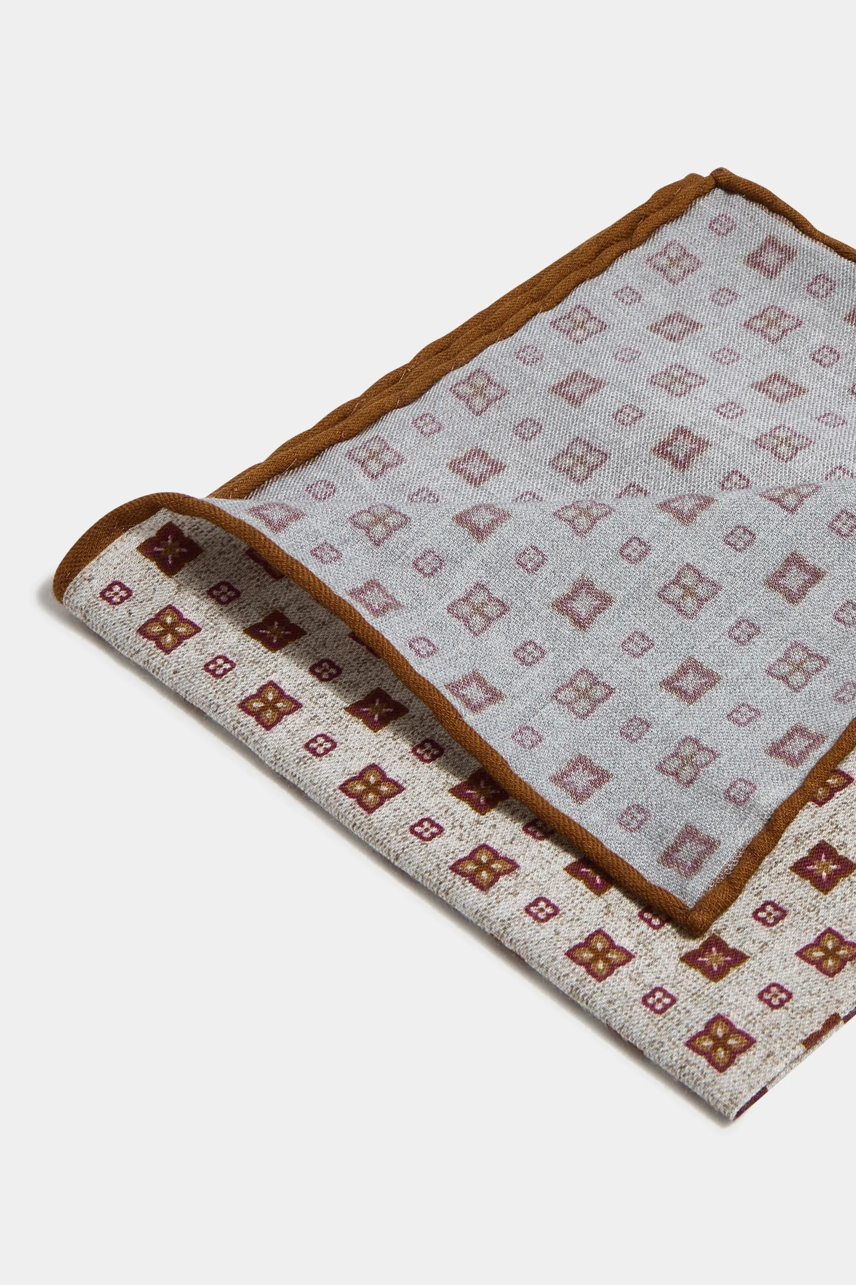 Sand fancy reversible pocket square - Made in Italy sold by Pini Parma product image thumbnail 2