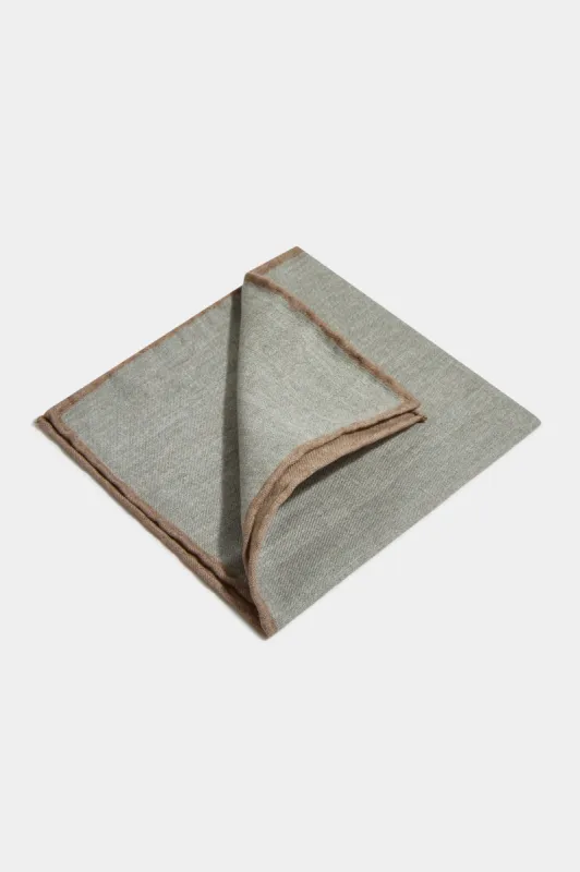 Sage reversible pocket square - Made in Italy sold by Pini Parma