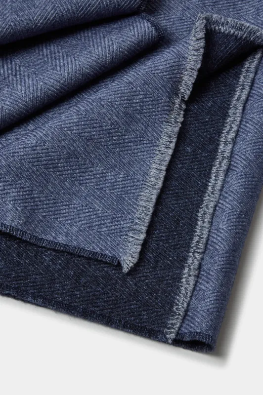 Blue and light blue reversible herringbone scarf - Made in Italy sold by Pini Parma