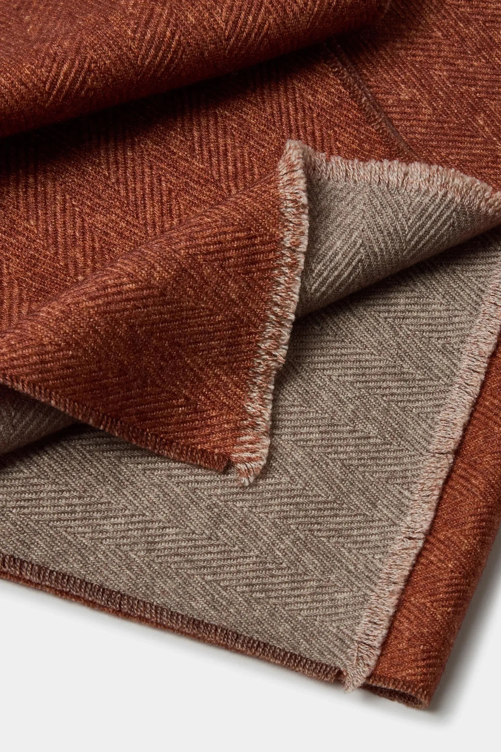 Rusty and taupe reversible herringbone scarf - Made in Italy sold by Pini Parma product image thumbnail 2