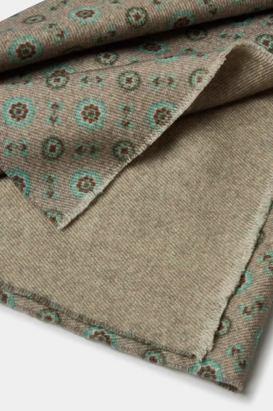 Taupe fancy reversible scarf - Made in Italy sold by Pini Parma