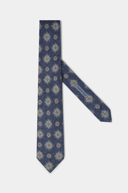 Blue macro fancy tie - Made In Italy sold by Pini Parma