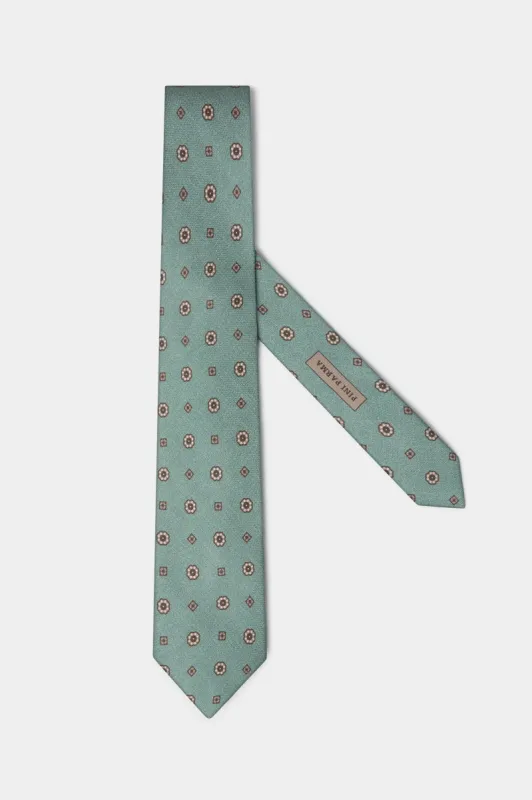 Green fancy silk tie - Made In Italy sold by Pini Parma