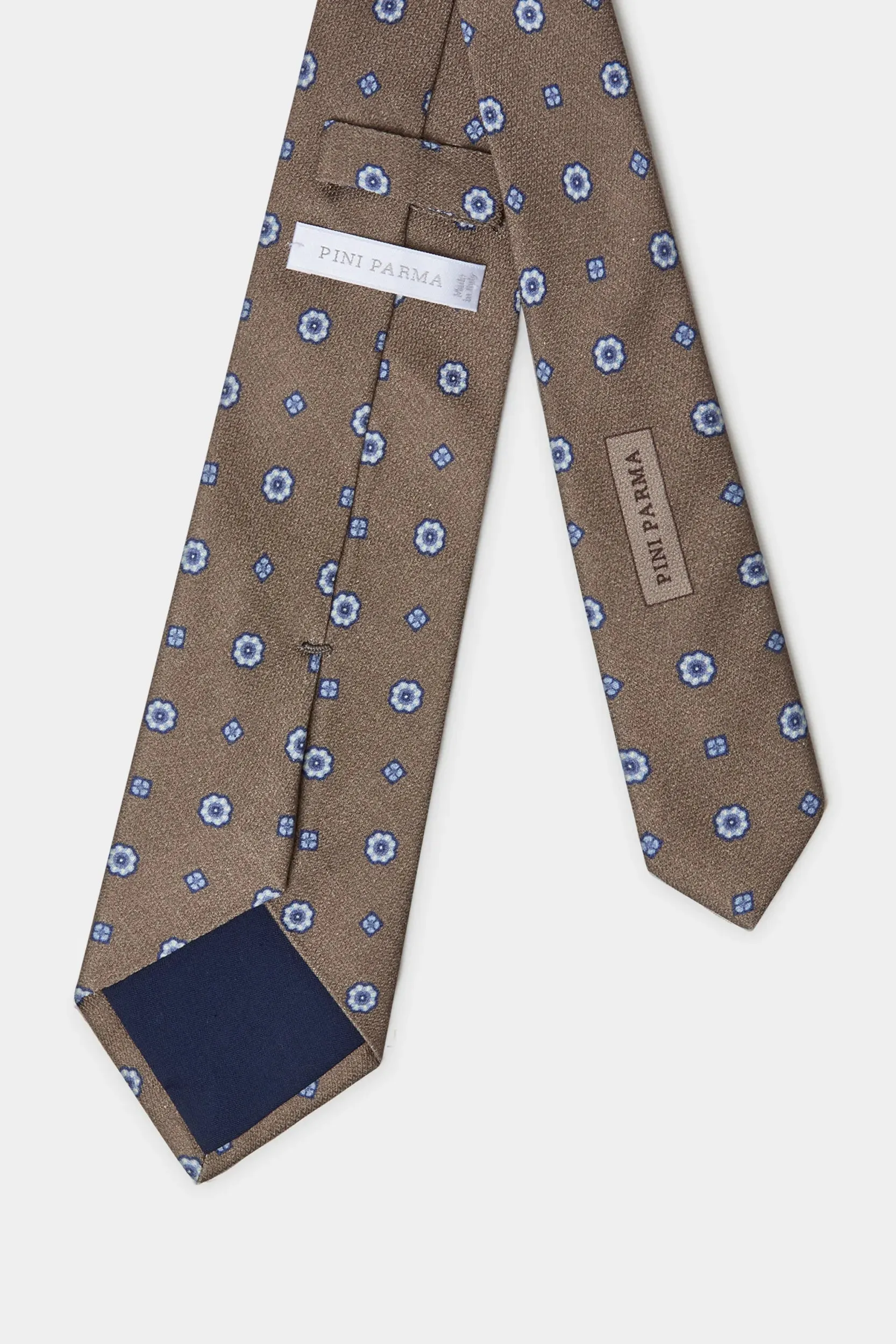 Brown fancy silk tie - Made In Italy sold by Pini Parma product image thumbnail 3