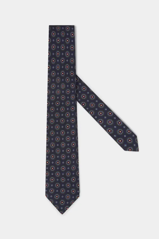 Navy fancy silk tie - Made In Italy sold by Pini Parma