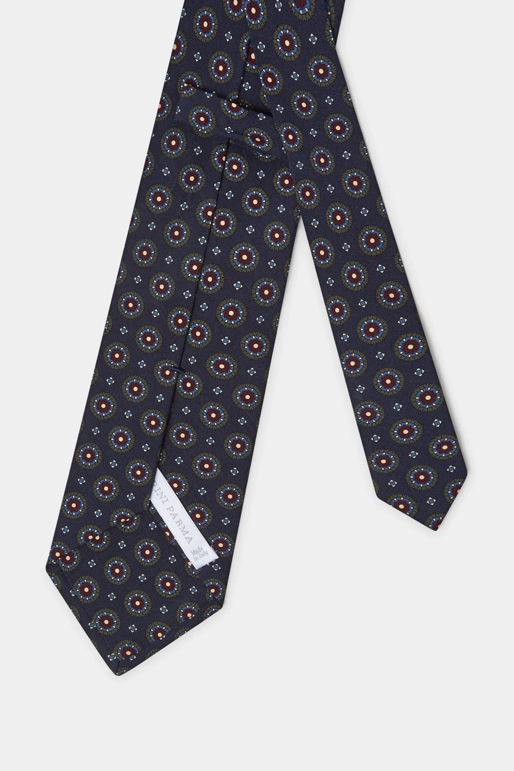 Navy fancy silk tie - Made In Italy sold by Pini Parma product image thumbnail 3