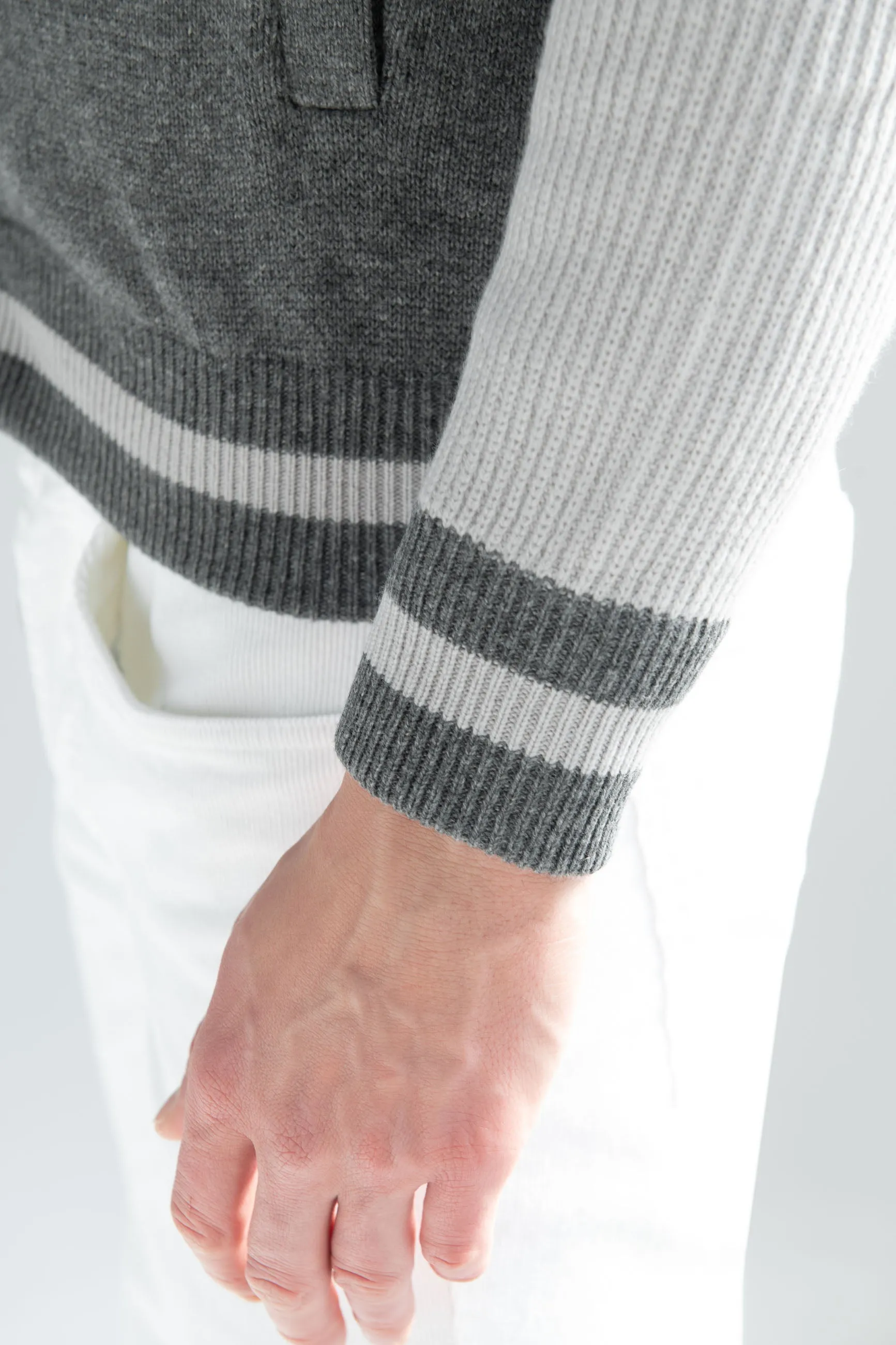 Grey knitted college bomber - Made in Italy sold by Pini Parma product image thumbnail 4