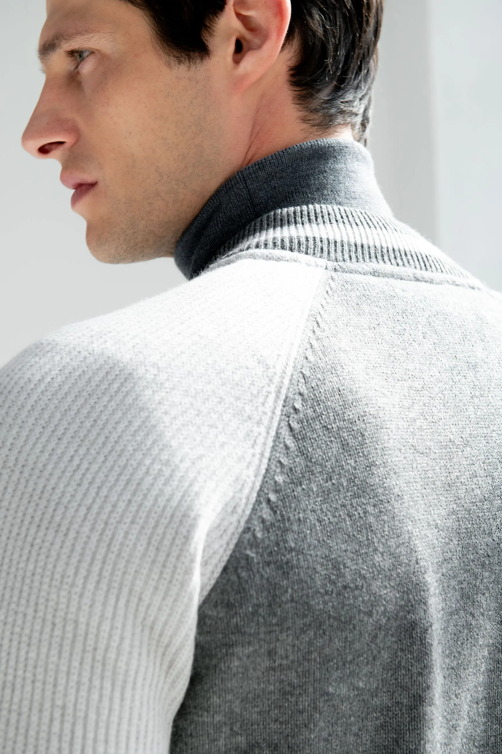 Grey knitted college bomber - Made in Italy sold by Pini Parma product image thumbnail 2