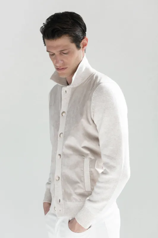 Sand alcantara polo shirt - Made in Italy sold by Pini Parma