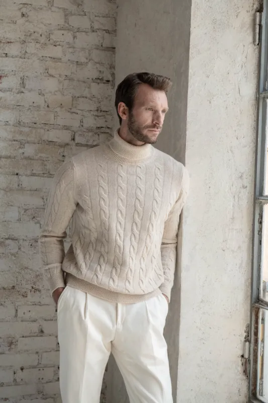 Sand turtleneck – Made in Italy sold by Pini Parma