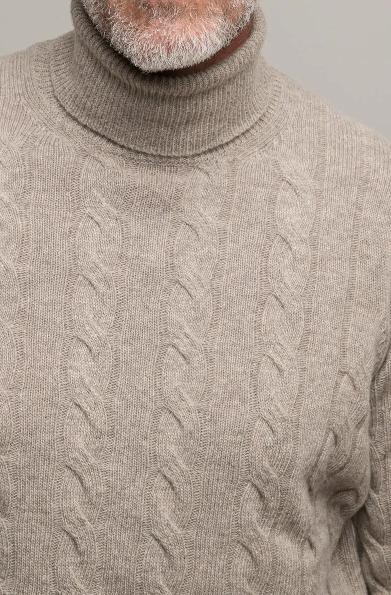 Beige cable knit turtleneck – Made in Italy sold by Pini Parma product image thumbnail 3