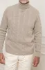 Beige cable knit turtleneck – Made in Italy sold by Pini Parma