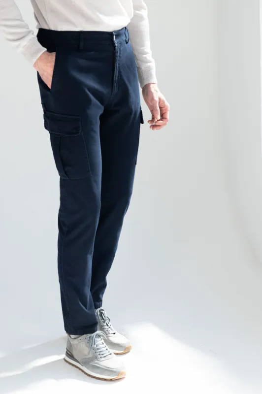 Blue stretch canvas cargo - Made in Italy sold by Pini Parma