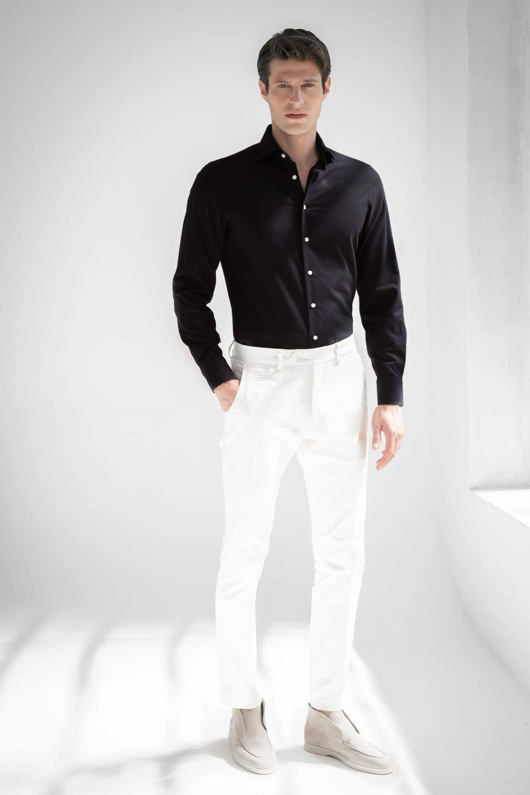 Navy brushed cotton shirt - Made In Italy sold by Pini Parma product image thumbnail 5