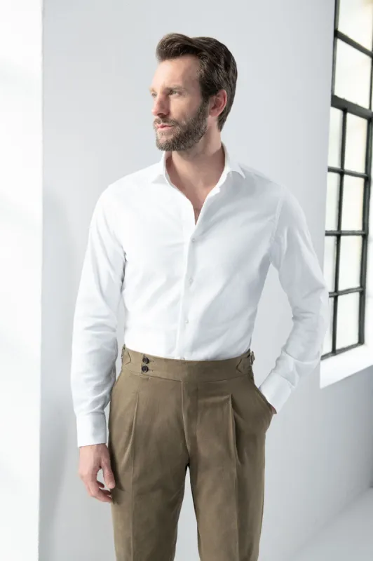 White brushed cotton shirt - Made In Italy sold by Pini Parma