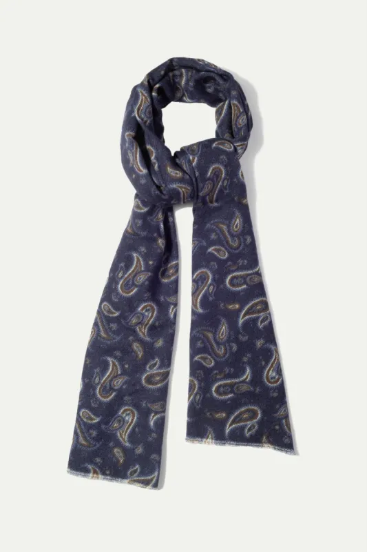 Blue paisley reversible scarf - Made in Italy sold by Pini Parma