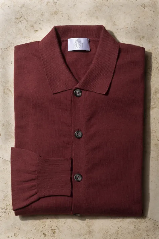Bordeaux cotton cardigan - Made in Italy sold by Pini Parma