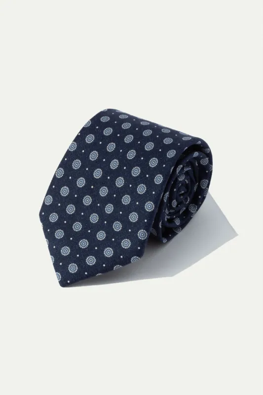 Blue fancy printed silk tie - Made In Italy sold by Pini Parma