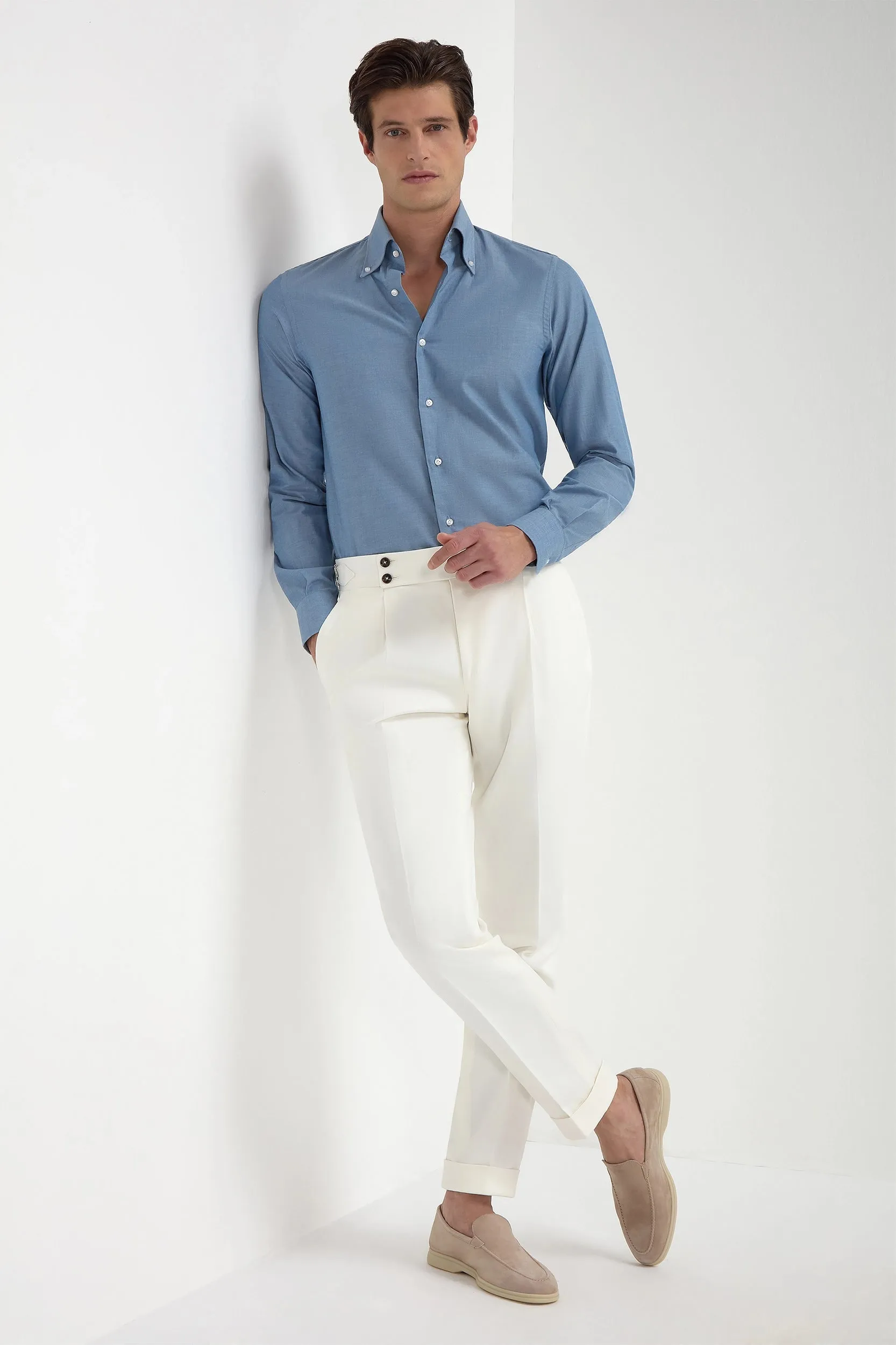 Blue chambray button down shirt - Made in Italy sold by Pini Parma product image thumbnail 3