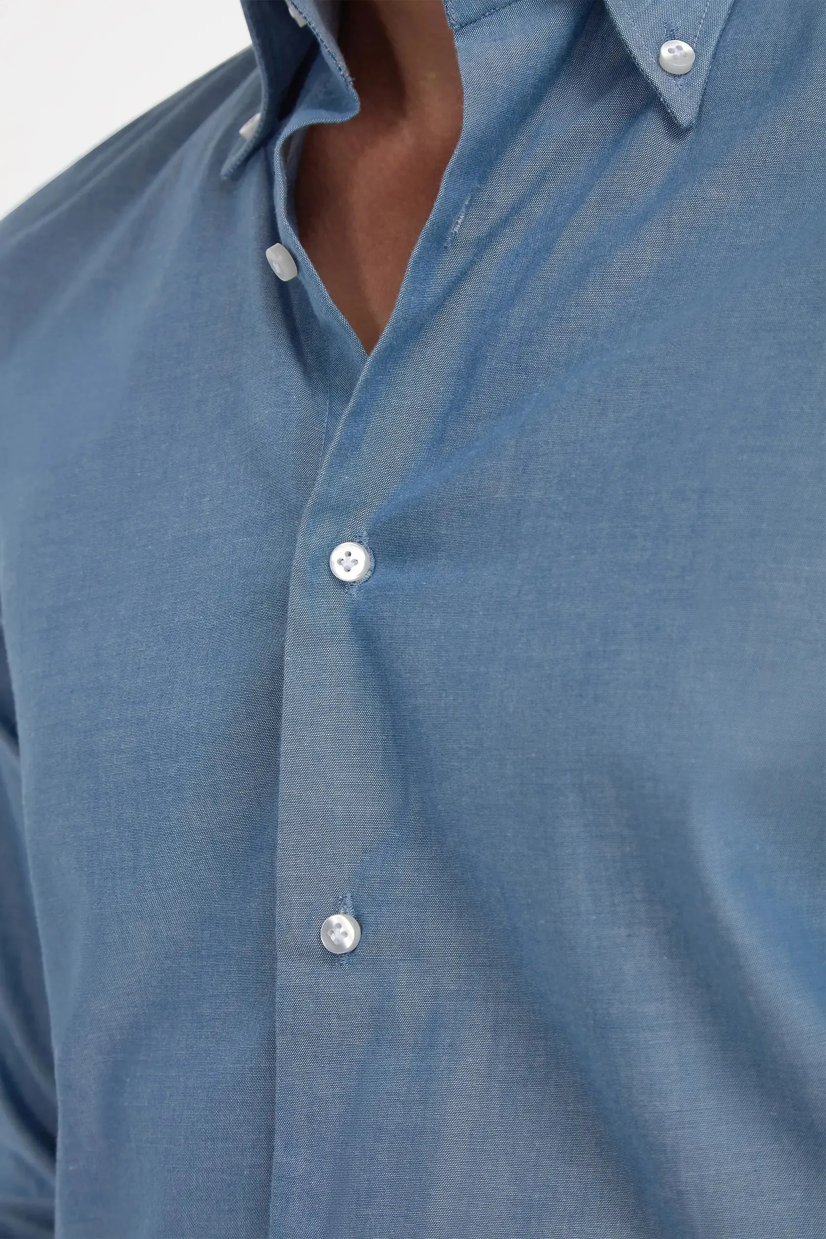 Blue chambray button down shirt - Made in Italy sold by Pini Parma product image thumbnail 5