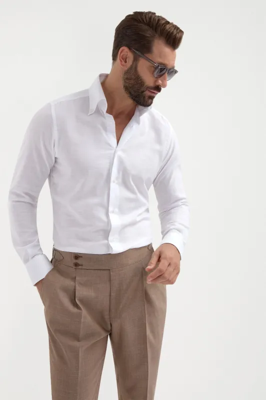 White chambray button down shirt - Made in Italy sold by Pini Parma