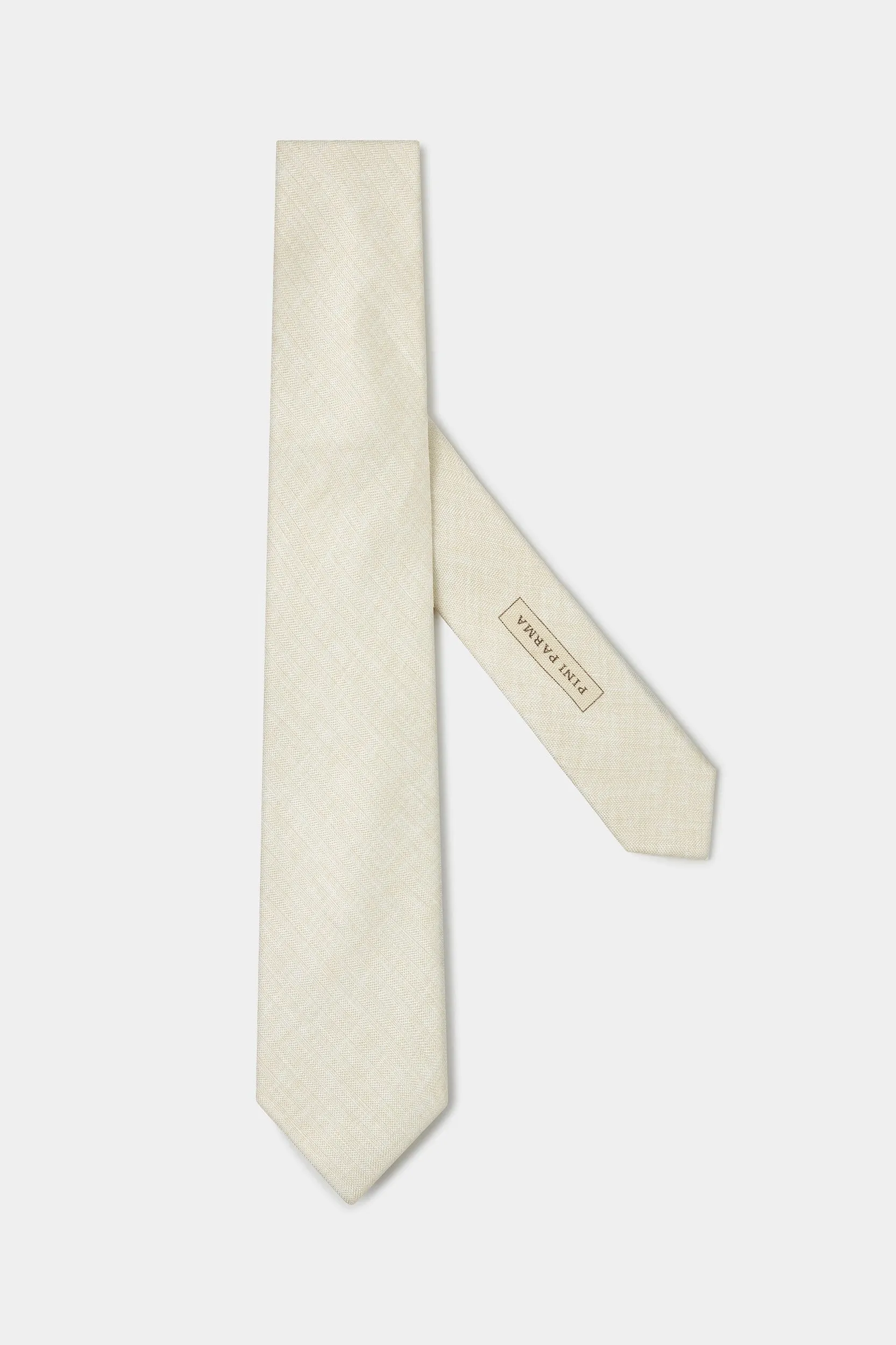 Stone linen and silk tie - Made in Italy sold by Pini Parma