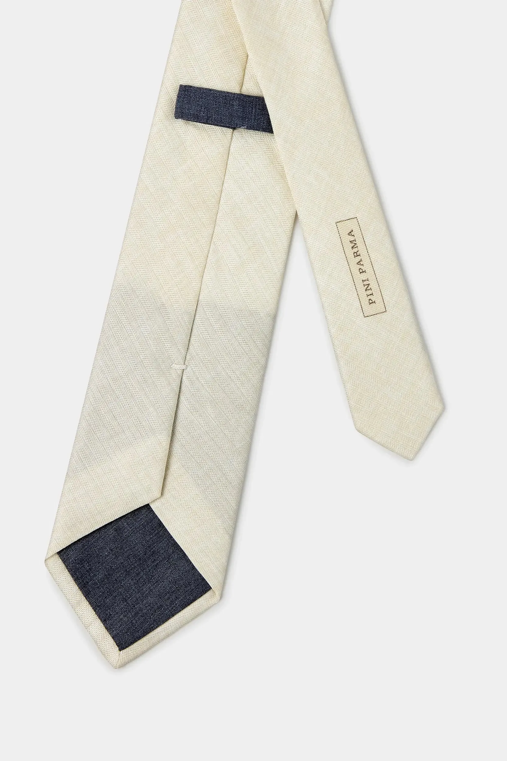 Stone linen and silk tie - Made in Italy sold by Pini Parma product image thumbnail 3
