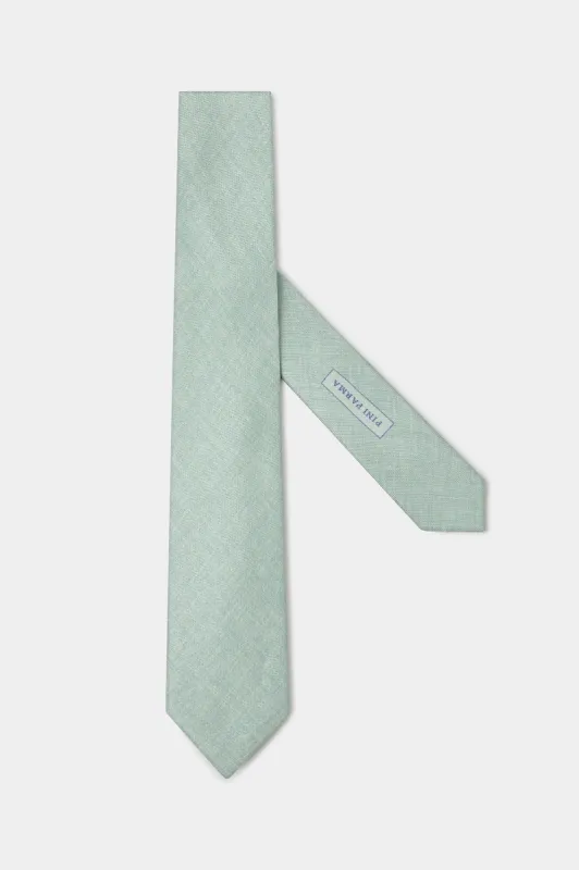 Green linen and silk tie - Made in Italy sold by Pini Parma
