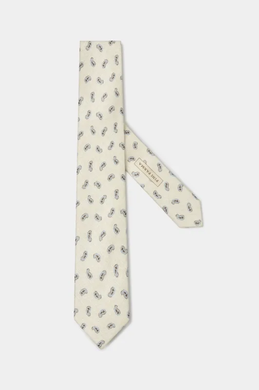 Cream paisley tie - Made in Italy sold by Pini Parma