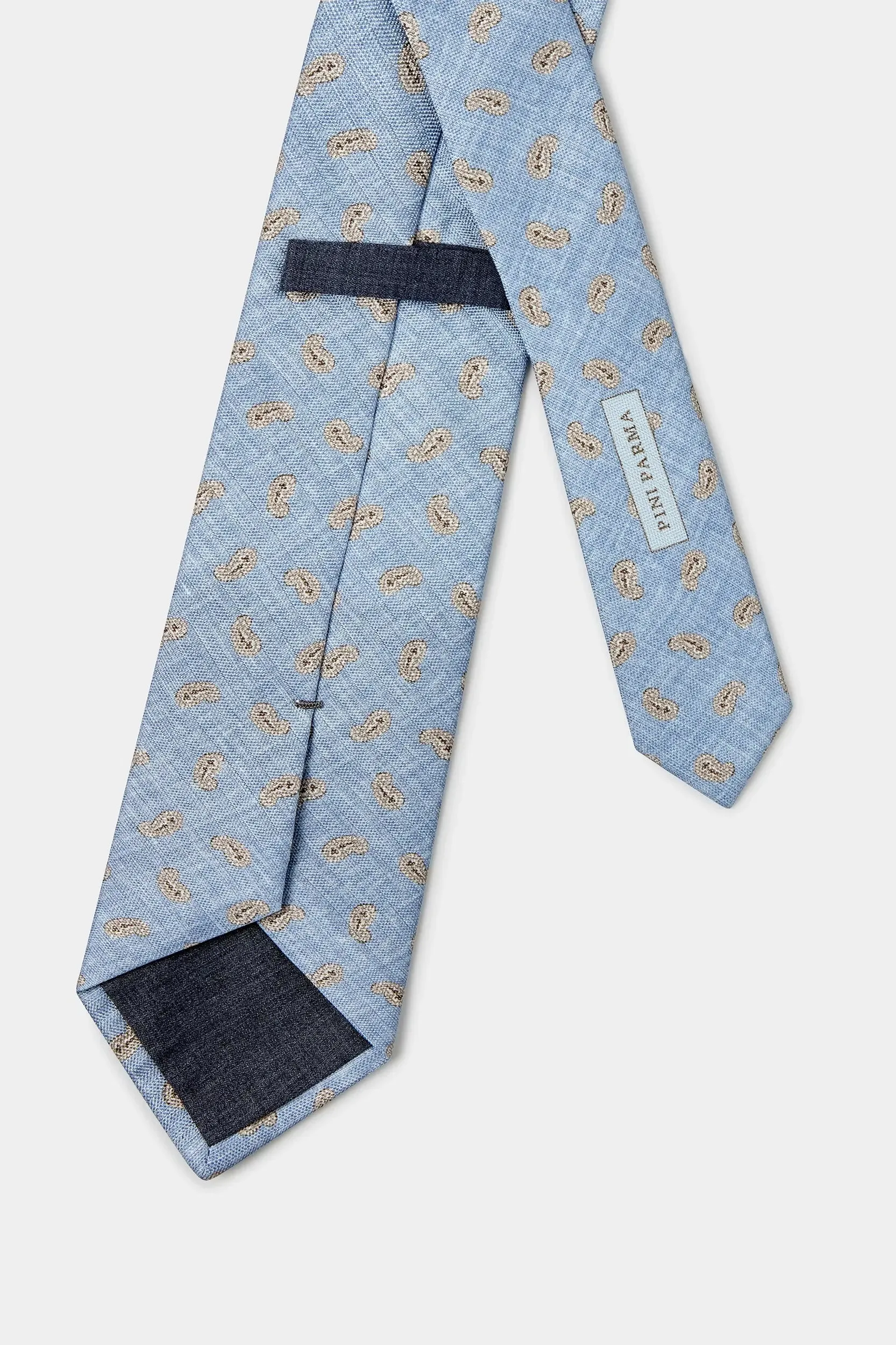 Sky blue paisley tie - Made in Italy sold by Pini Parma product image thumbnail 3