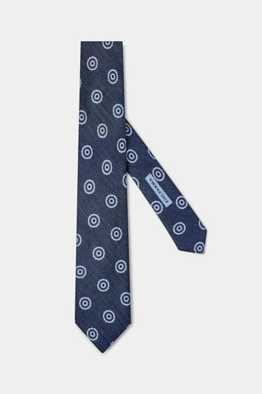 Blue macro fancy tie - Made in Italy sold by Pini Parma