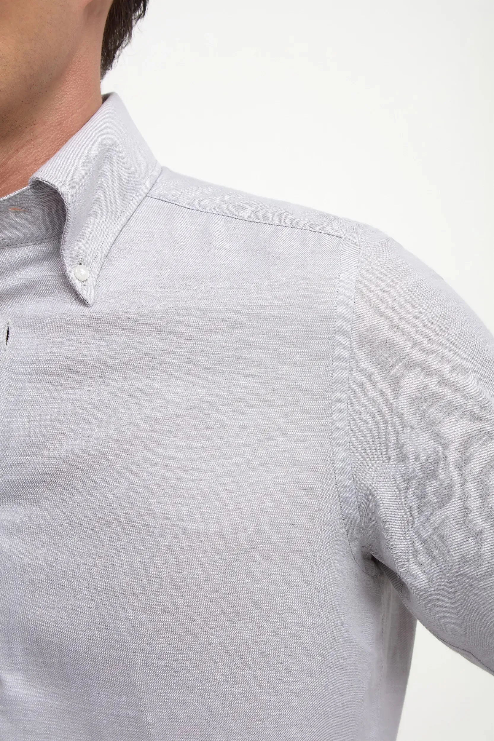 Stone chambray button down shirt - Made in Italy sold by Pini Parma product image thumbnail 2