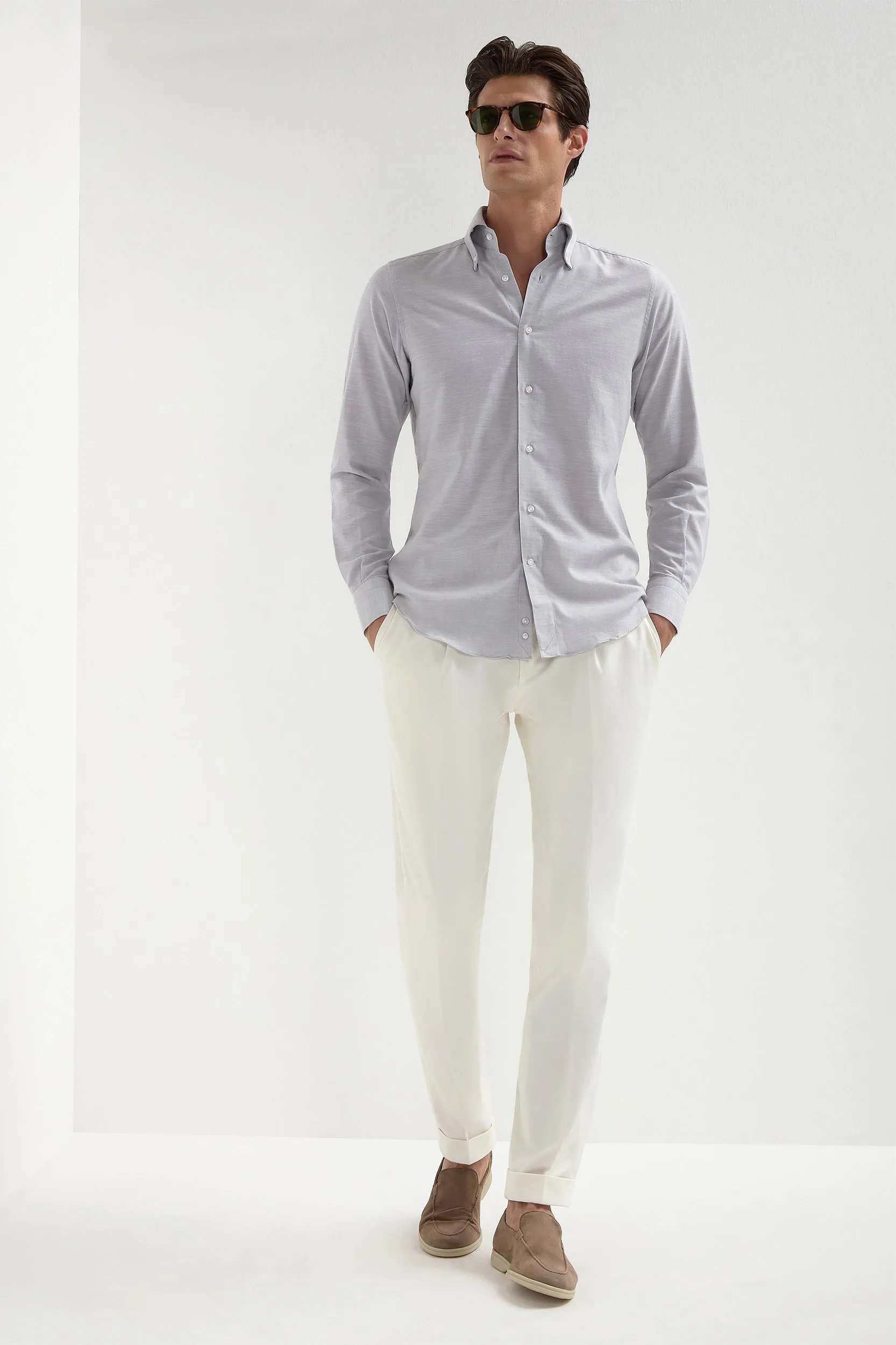 Stone chambray button down shirt - Made in Italy sold by Pini Parma product image thumbnail 4