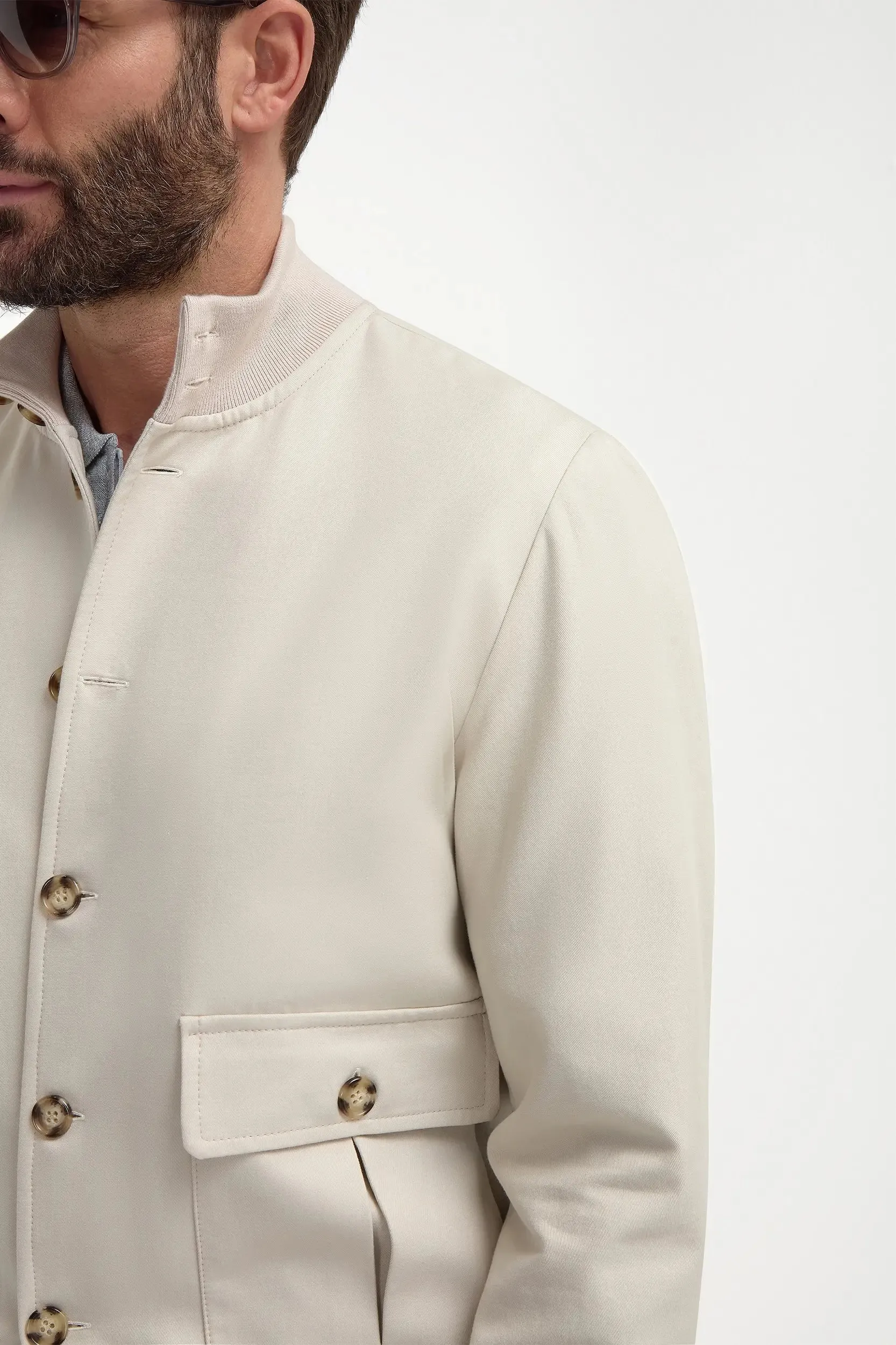 Beige cotton and silk bomber - Made in Italy sold by Pini Parma product image thumbnail 4