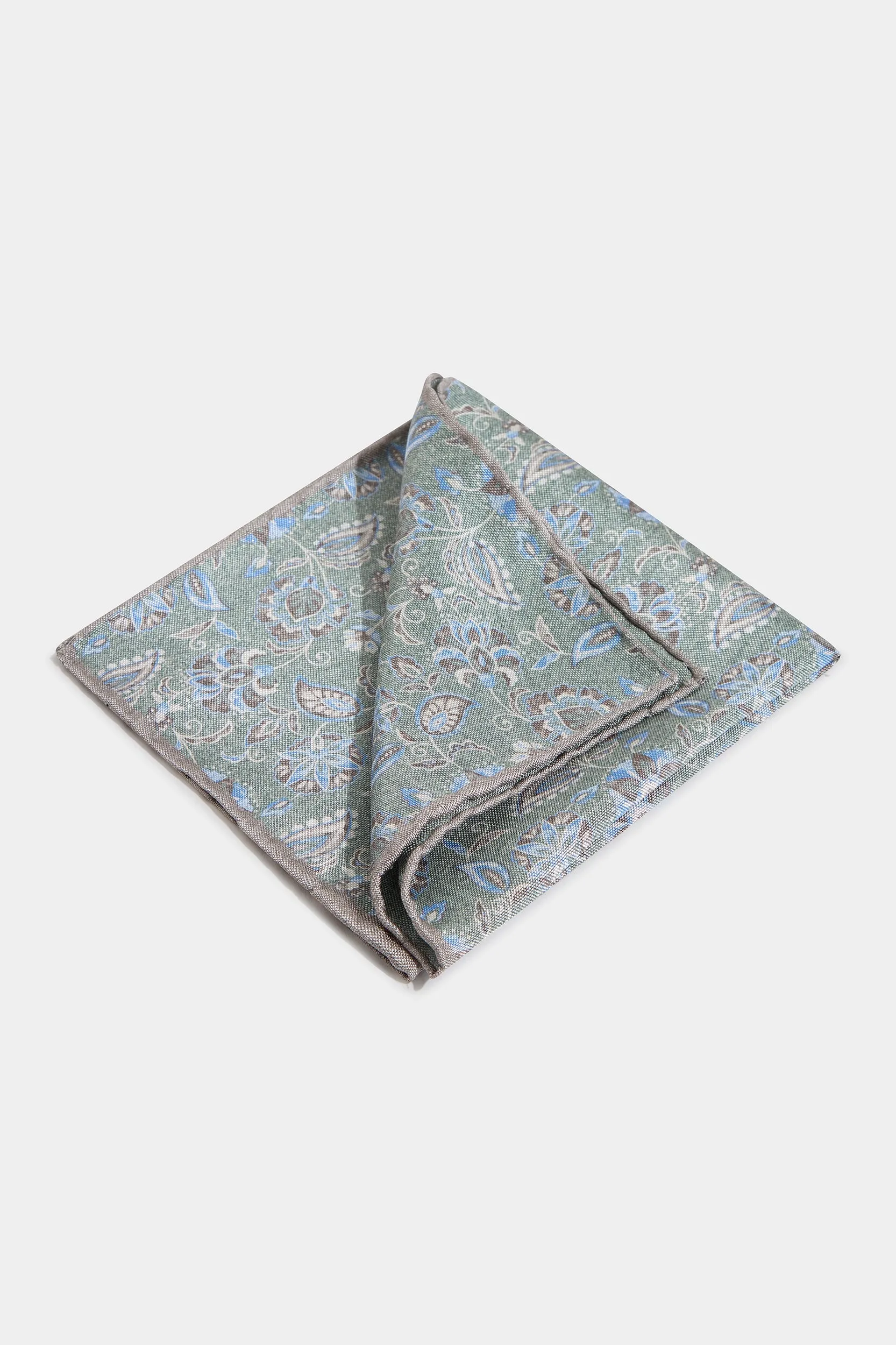 Sage flower fancy pocket square - Made in Italy sold by Pini Parma