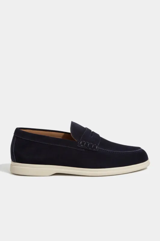 Blue penny loafers - Made in Italy sold by Pini Parma