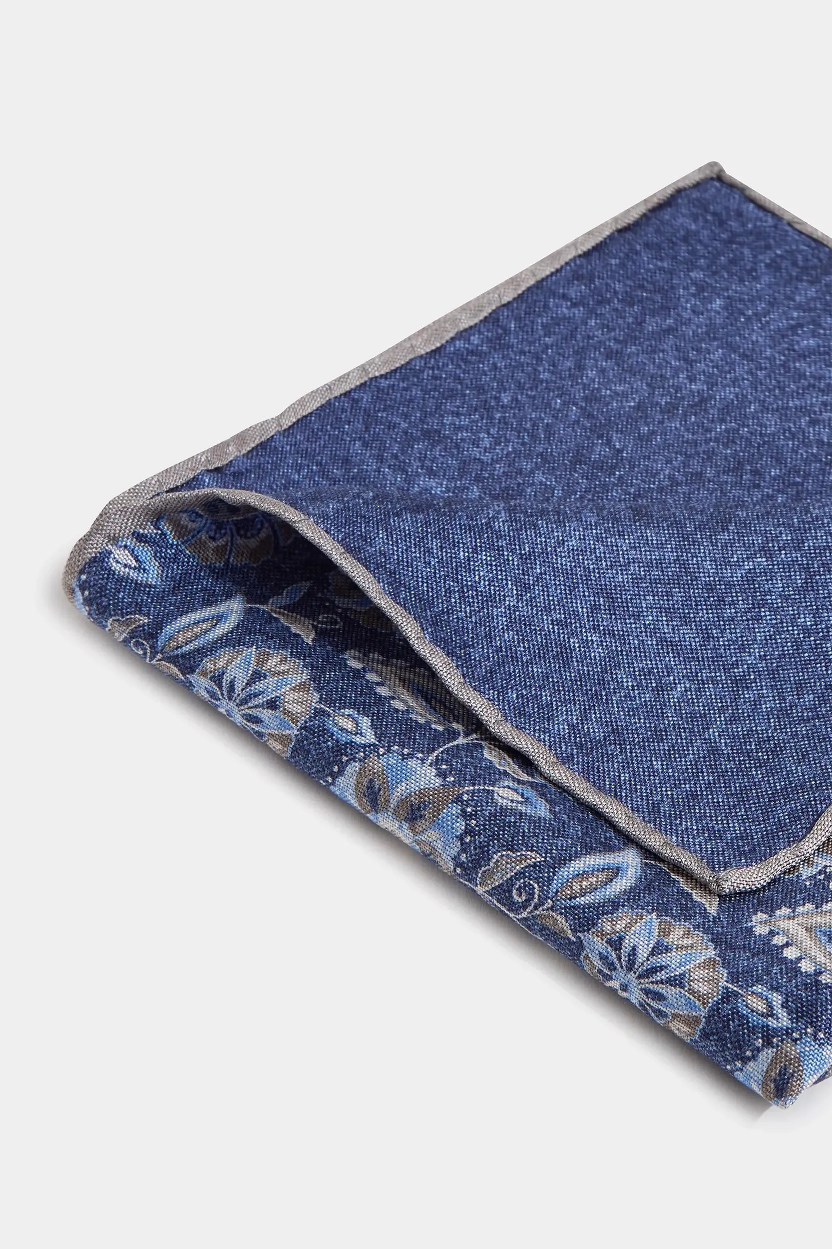 Blue flower fancy pocket square - Made in Italy sold by Pini Parma product image thumbnail 2