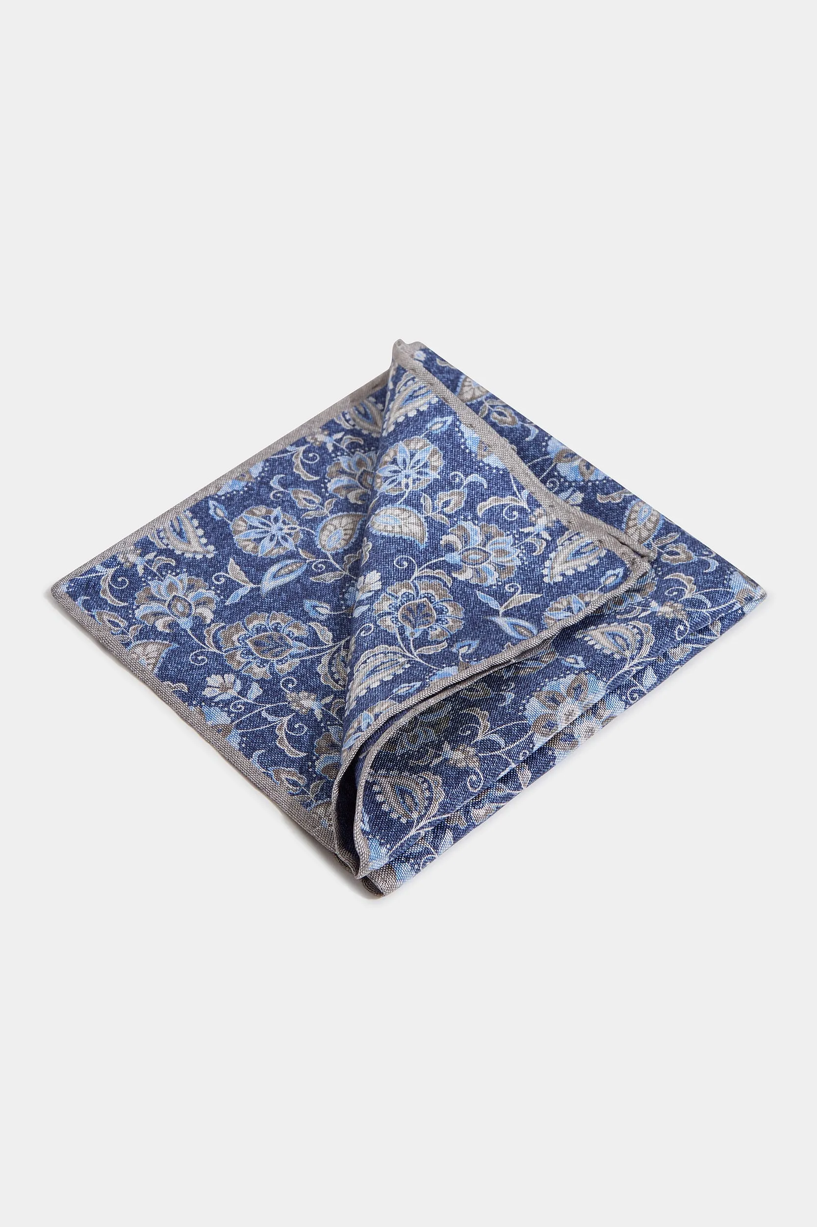 Blue flower fancy pocket square - Made in Italy sold by Pini Parma